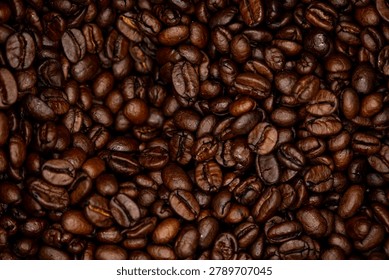 Roasted Coffee Beans Background Texture Full Frame