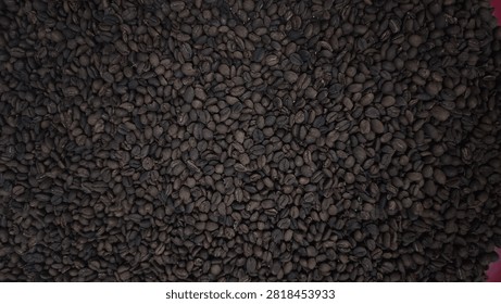 Roasted Coffee Beans Background Texture Filling Full Frame For Food Industry Photography