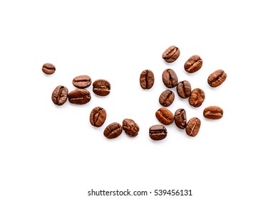 Roasted Coffee Beans background texture isolated on white background with copy space for text, macro - Shutterstock ID 539456131