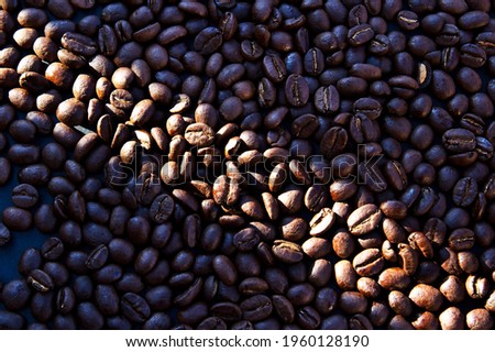Roasted coffee beans background top view