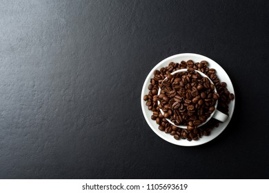 Roasted coffee beans. Close up