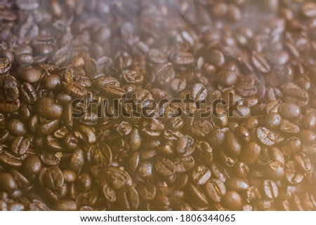 Roasted coffee beans. Concept of agribusiness and production