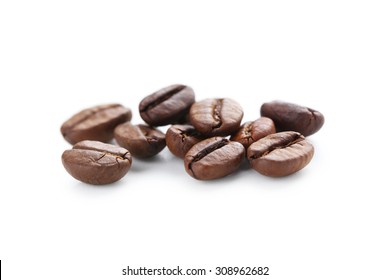 Roasted Coffee Beans Isolated On A White