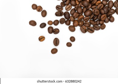 Roasted Coffee Beans Isolated In White Background Cutout