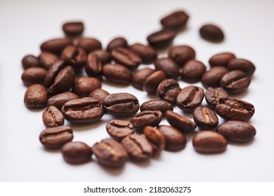 Roasted Coffee Beans. Macro Photography. Selective Focus