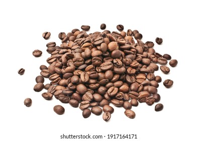 Roasted Coffee Beans On White Background