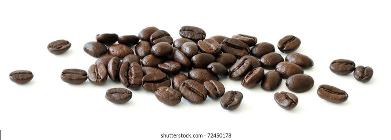 Roasted Coffee Beans On White Background