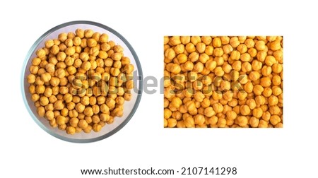 Roasted Crispy Chickpeas Set Isolated. Fried Chick Peas or Chana Snack with Salt Isolated on White Background