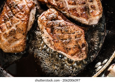 Roasted Duck With A Golden Crust On A Black Pan