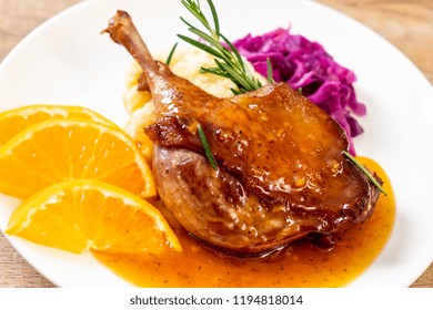 Roasted Duck Leg Steak With Orange Sauce