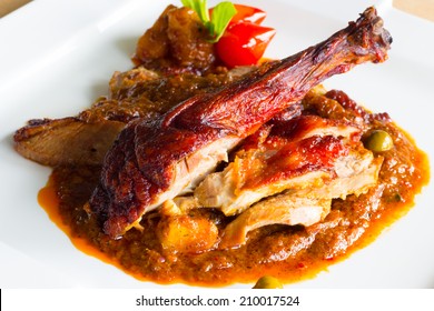 Roasted Duck With Red Curry Sauce