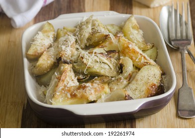 Roasted Fennel, Onion And Potatoes With Parmesan