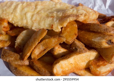 Roasted fish fillet with potato chips