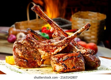 Roasted Lamb Rib, Grilled Over Coals