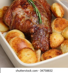 Roasted Leg Of Lamb With Roast Potatoes