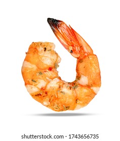 Roasted Peeled Prawn Isolated On White Background ,grilled Shrimp