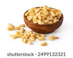 Roasted pine nuts isolated on the white background