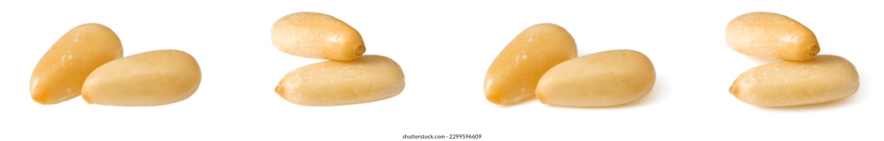 Roasted pine nuts isolated on the white background.