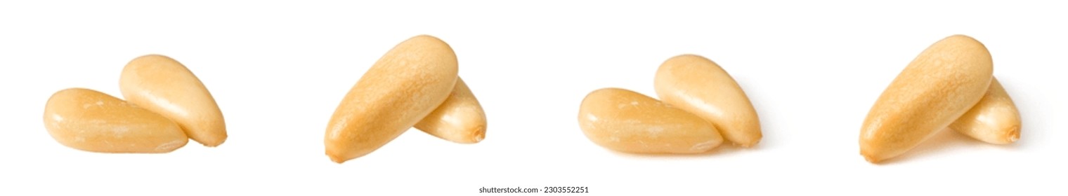 Roasted pine nuts isolated on the white background.