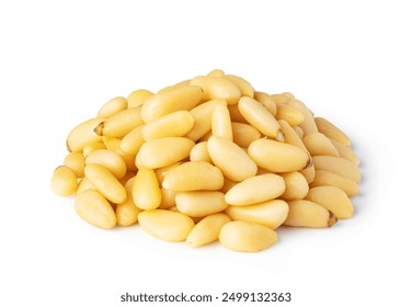 Roasted pine nuts isolated on the white background