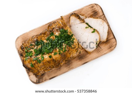 Similar – Roasted pork on wooden table