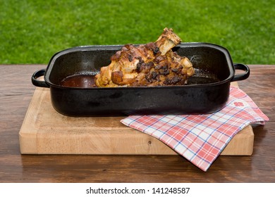 Roasted Pork Knee In A Roasting Tin