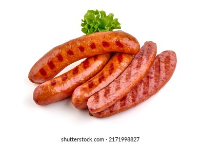 Roasted Pork Sausages Bbq, Isolated On White Background