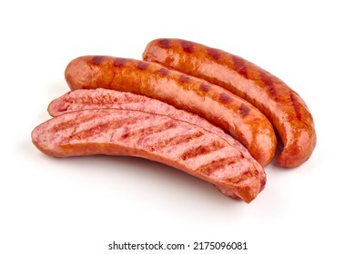 Roasted Pork Sausages Bbq, Isolated On White Background