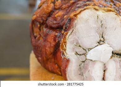 Roasted Pork, Tipical Street Food From Italy And Especially Rome Called Porchetta, Tipical From Ariccia Village