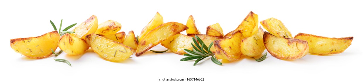 Roasted Potatoes On White Background 