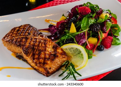 Roasted Salmon With Berry Side Dish.