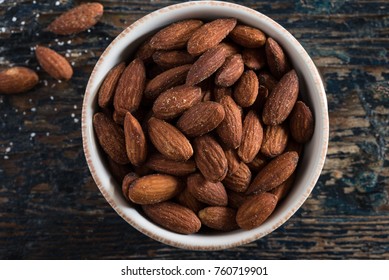 Roasted Salted Almonds In A Bowl