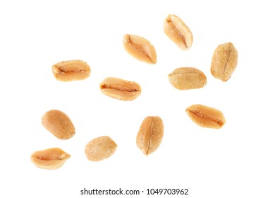 Roasted salted peanuts isolated on a white background, top view - Powered by Shutterstock