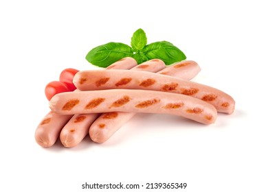 Roasted Sausages Bbq, Isolated On White Background