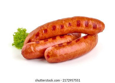 Roasted Sausages Bbq, Isolated On White Background