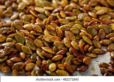 Roasted spicy pumpkin seeds with cumin and brown sugar