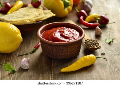 Roasted Sweet Pepper Sauce With Pita Bread, Dip