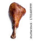 Roasted  turkey leg isolated on white 