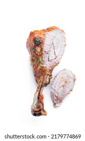 Roasted  Turkey Leg Isolated On White 