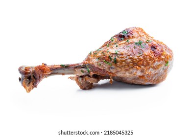 Roasted  Turkey Leg Isolated On White 