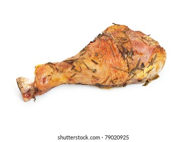 Roasted Turkey Leg Isolated On White.