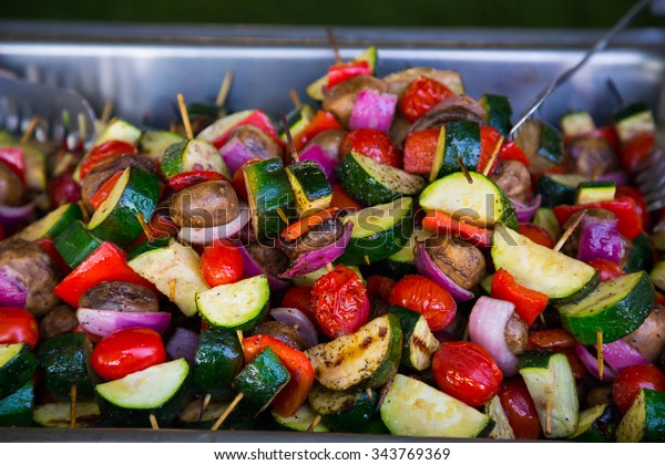 Roasted Vegetables On Skewers Wedding Reception Stock Photo Edit