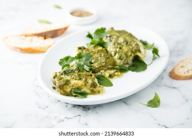 Roasted white with with spinach pesto