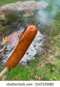 Roasting Hotdogs Over A Campfire