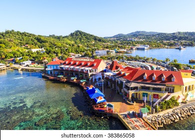 ROATAN ILAND HONDURAS JAN 28 2016: Coxen Hole, also called Roatan Town, is the largest city on the island of RoatÃ?Â¡n, and the capital of the Bay Islands of Honduras, with a population of 5,070