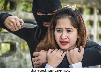 Robber Robbing Female Knife Pointing Knife Stock Photo (Edit Now ...