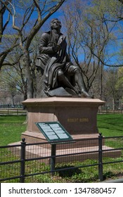 Robert Burns Sculpture By John Steell In Central Park, New York, USA April 22nd 2018