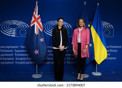 Roberta METSOLA, European Parliamnet  President Meets With Jacinda ARDERN, Prime Minister Of New Zealand  In Brussels, Belgium On June 30, 2022.