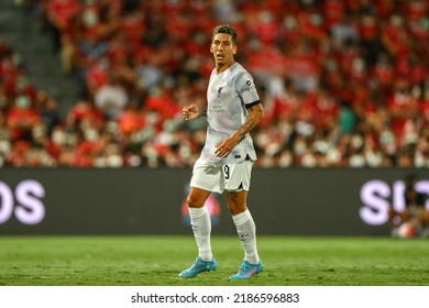 Roberto Firmino #9 Of Liverpool In Action During The Match Manchester Utd And Liverpool At Rajamangala Stadium On July12 2022, Bangkok Thailand
