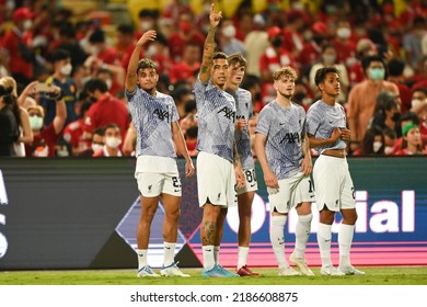 Roberto Firmino (L2) Of Liverpool And Team Mate During The Match Manchester Utd And Liverpool At Rajamangala Stadium On July 12 2022, Bangkok 